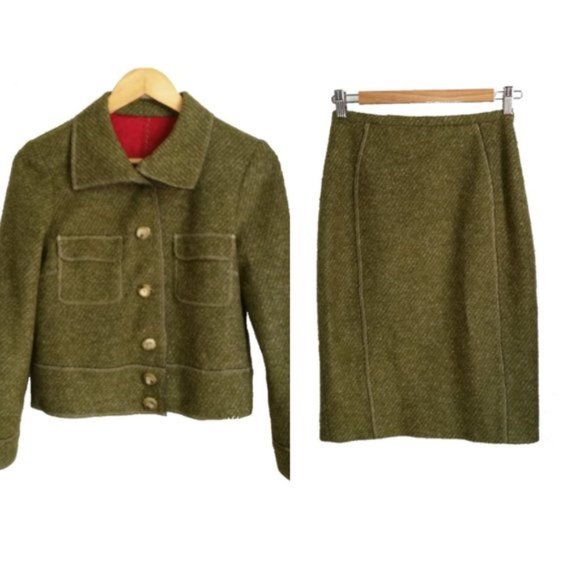 Vintage green two pieces blazer / skirt